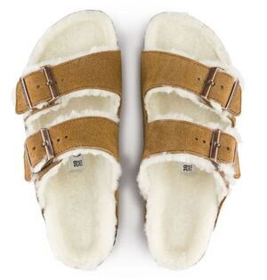 Birkenstock Arizona Leather Fur Sandals Women Unisex L6/M4 Brown Outdoor Summer